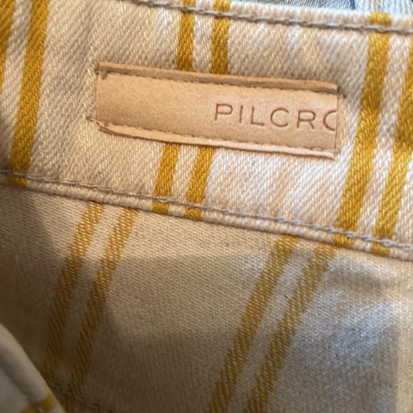 🎉HP🎉. 19. Anthropologie Pilcro High Rise Denim Shorts /Mustard & Cream Stripes - Picture 10 of 16